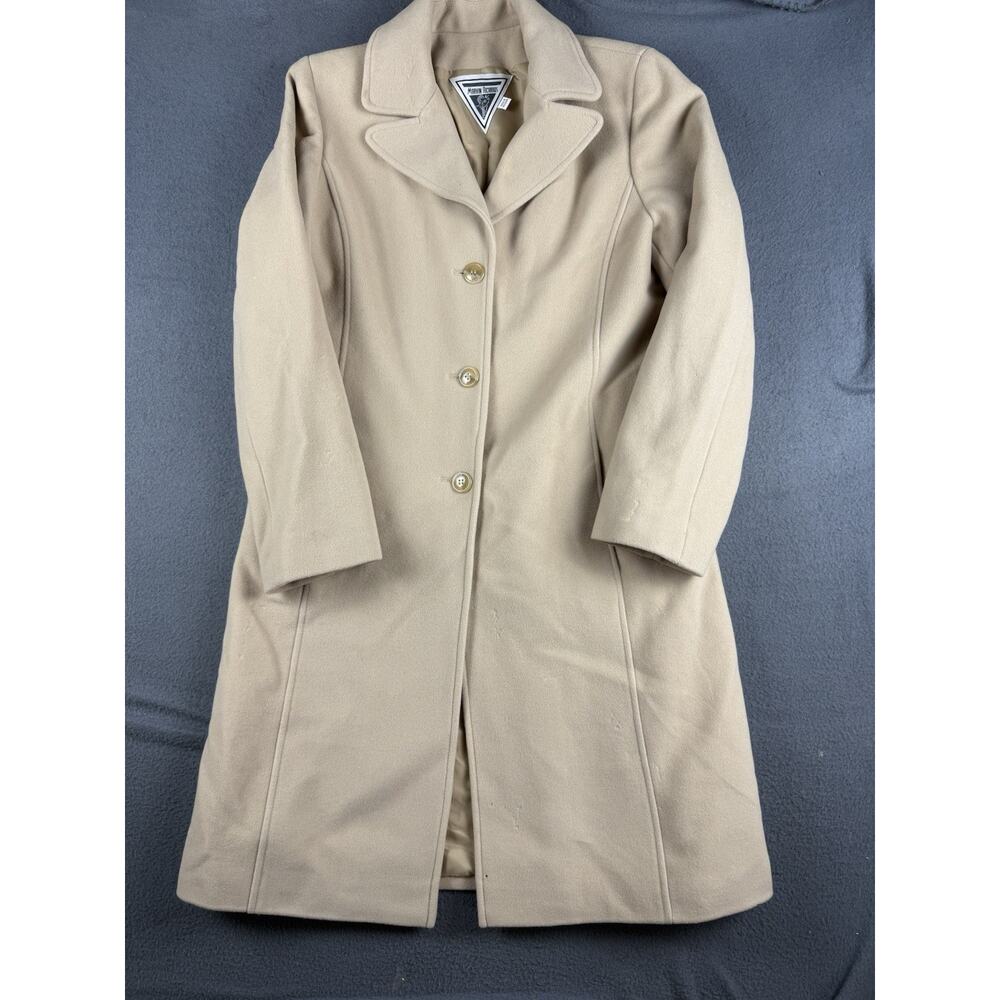 Vtg Marvin Richards Wool Cashmere Long Coat Camel Tan Overcoat Trench Size 10